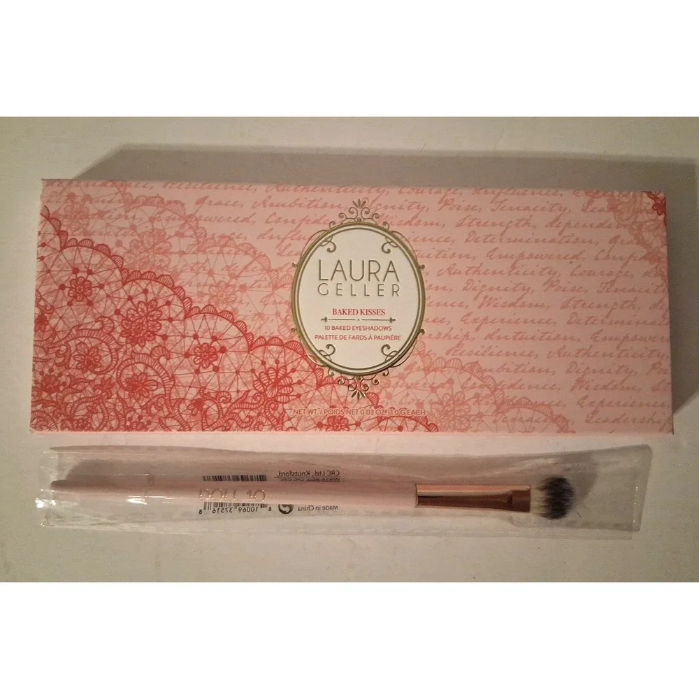 Laura Geller Baked Kisses Eyeshadow Palette 10 shades with Doll 10 Brush New
